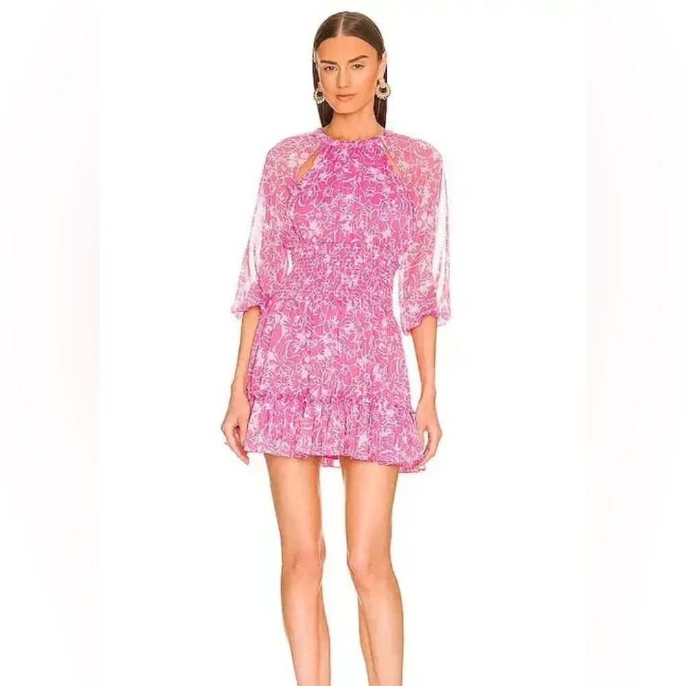 LIKELY Simone Pink Floral Dress in Dahlia Mauve